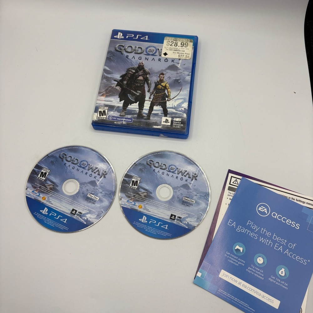 God of War Ragnarok PS4 PlayStation 4 2 Disc Set Complete Case Tested